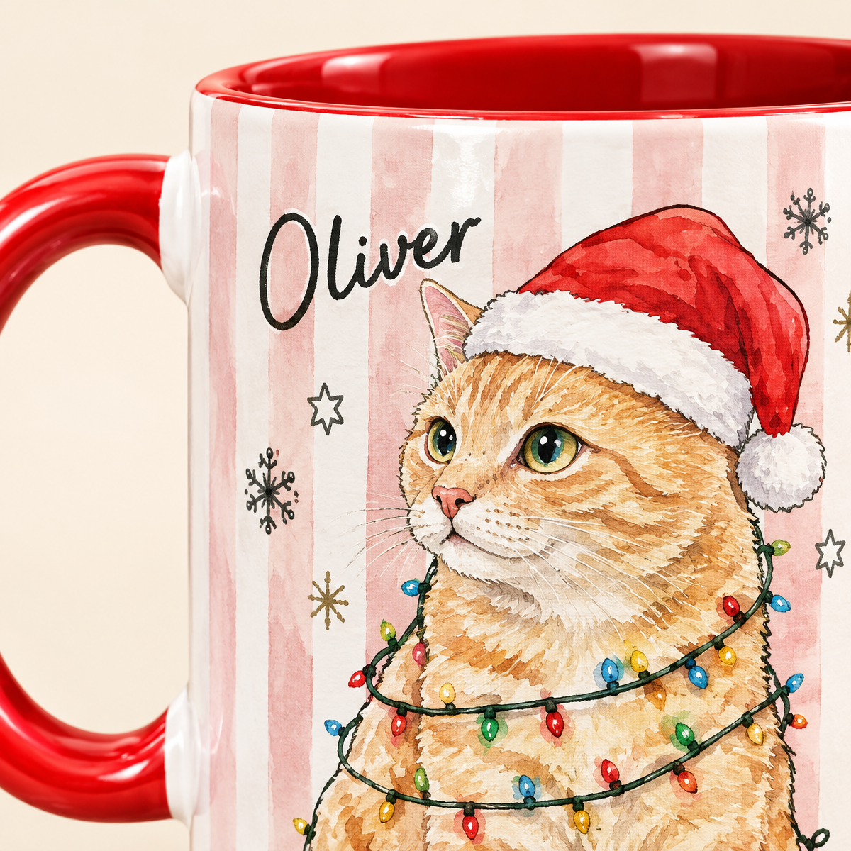 Personalized Pet Christmas Mug Custom Watercolor Portrait Gift for Dog & Cat Lovers, Holiday Present - PhotoMoonLamp