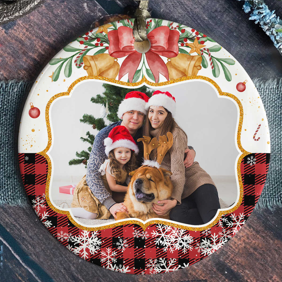 Personalized Family Photo Christmas Ornament, Family Pet Ornament with Picture, Custom Christmas Ceramic Ornament Gift Ideas
