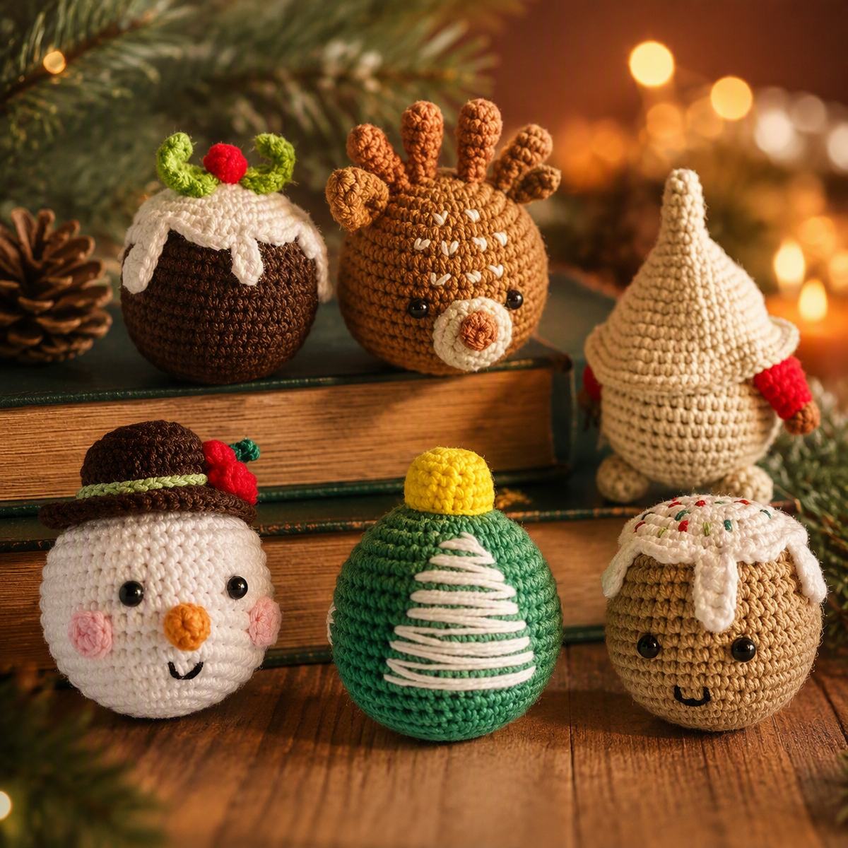 Handmade Crochet Christmas Ornaments Set – Snowman, Reindeer & Tree for Holiday Gift Giving