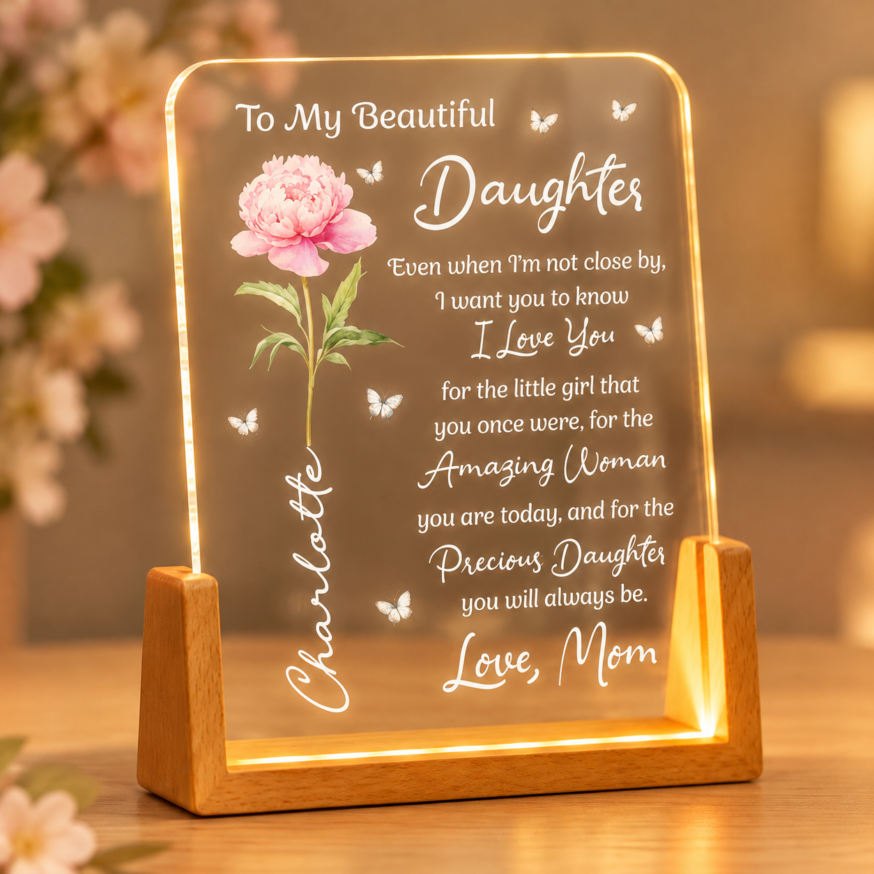 To My Daughter From Mom, Dad - Sentimental Gift, Keepsake Gift - Personalized Night Light - PhotoMoonLamp