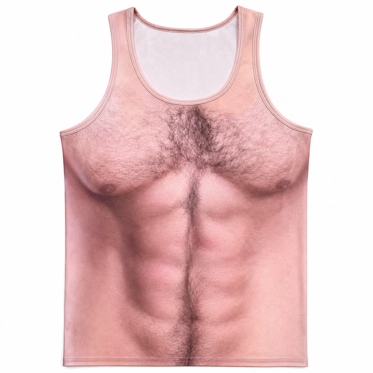 Fake Muscle Chest Hair Tank Top Funny 3D Muscle Print Vest Novelty Costume Tank Top Parties & Pranks - PhotoMoonLamp