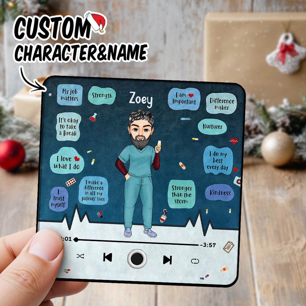 Custom Nurse Portrait Personalized Music Fridge Magnet Merry Christmas Custom Music Magnets Can Play Songs Christmas Gift Family Gifts