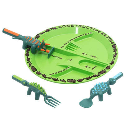 Constructive Eating Plate and Utensils Set Bulldozer Shovel Children's Tableware