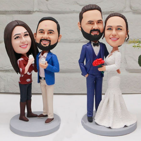 Double Bobblehead Fully Body Custom Bobblehead With Text Gift For Couple - PhotoMoonLamp
