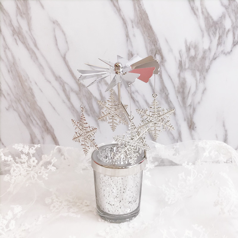 Rotating Candle Holder Hollow Wind Lantern Christmas Candle Tray Candle Holder Decor