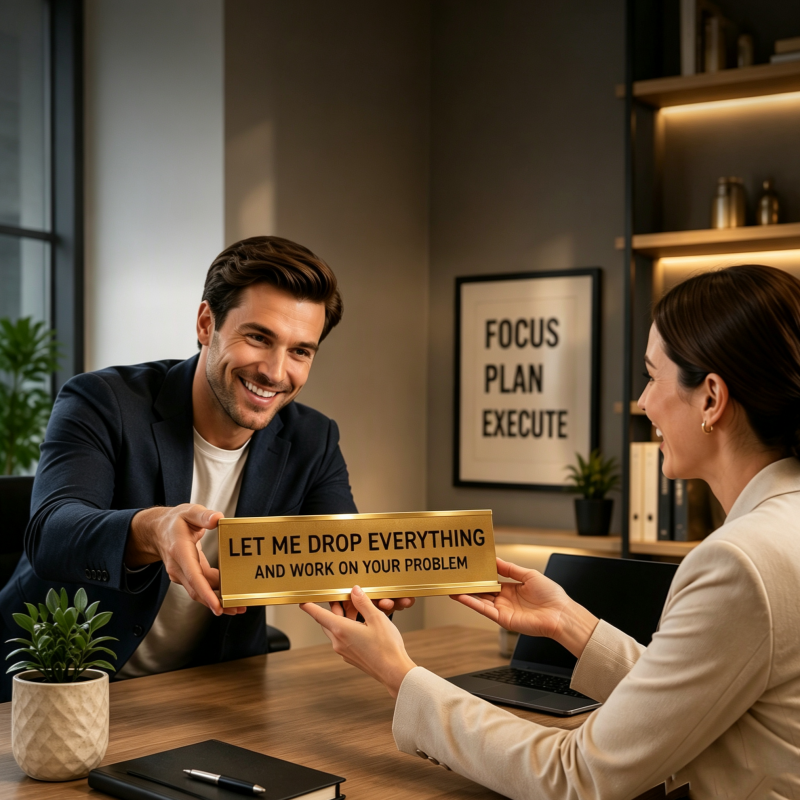 Fucker in Charge of You Fucking Fucks Funny Desk Plate Sign Rude Office Humor Gift for Coworkers & Boss