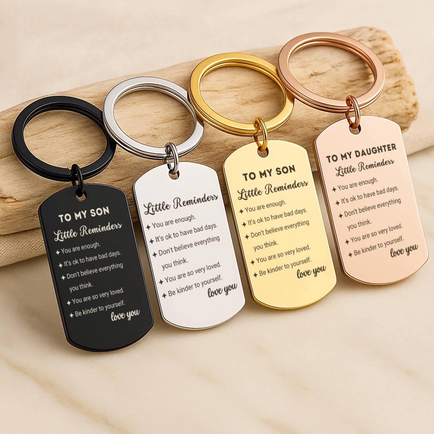 Daily Reminders Custom Engraved Keyring,To My Son or Daughter, Motivational Quote Keychain, Inspirational Keepsak Gift