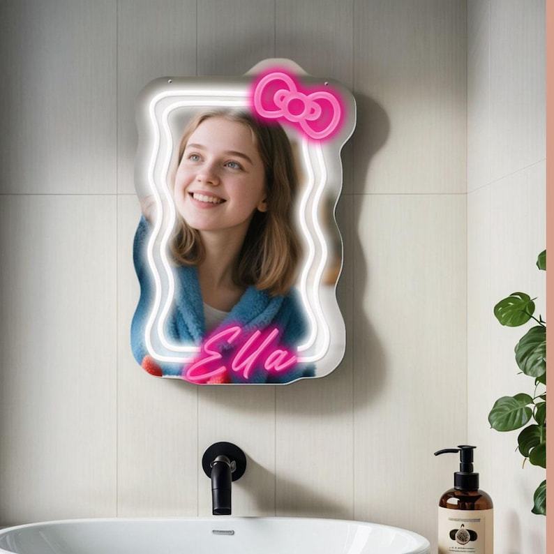 Custom Selfie Neon Sign, Mirror LED Sign for Photo booth, Backdrop, Custom Acrylic Light, Couple Photo Prop, Personalized Gifts, Room Decor