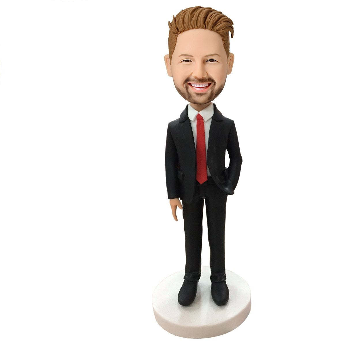 Christmas Gift For Him Custom Bobblehead Businessman In Red Tie - PhotoMoonLamp