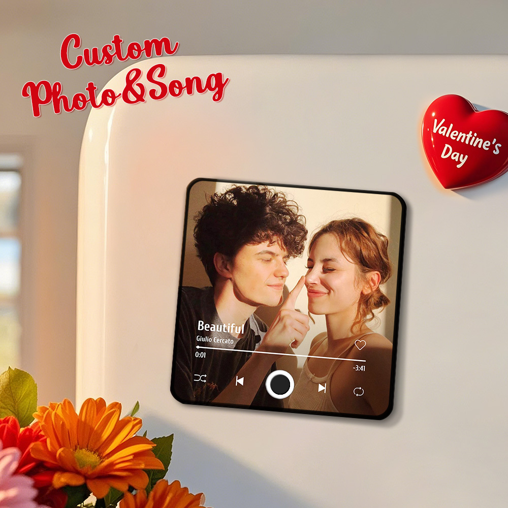 Mother's Day Personalized Photo Album Fridge Magnet Music Wall Photo Sticker Music Movement That Can Be Played Without Cell Phone Music Fridge Magnet Pro Can Play Songs - PhotoMoonLamp