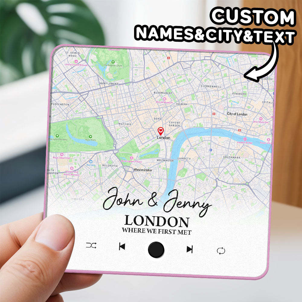 Customized Album Fridge Magnet Custom Where it all Began City Map Music Magnets Can Play Songs Anniversary Gifts - PhotoMoonLamp