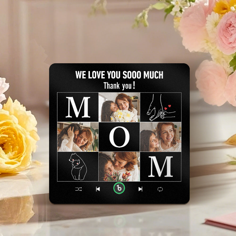 Mother's Day Custom Music Fridge Magnet Personalized Photo and Text Frame Gift for Mom