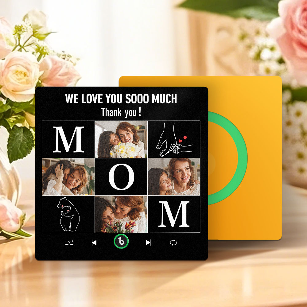Mother's Day Custom Music Fridge Magnet Personalized Photo and Text Frame Gift for Mom