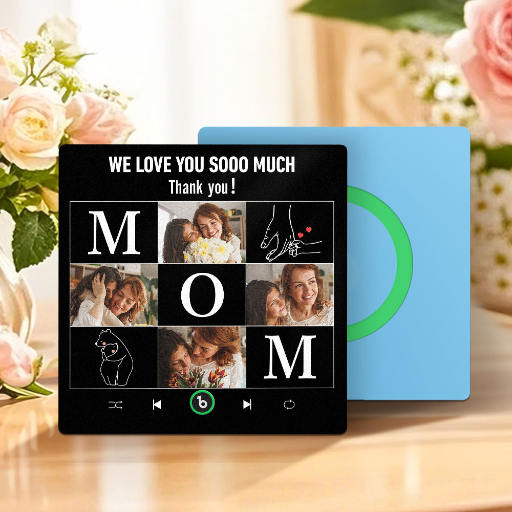 Mother's Day Custom Music Fridge Magnet Personalized Photo and Text Frame Gift for Mom