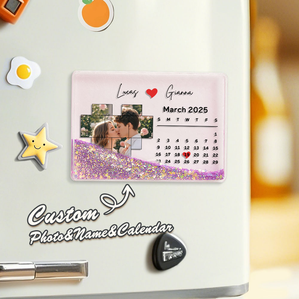 Custom Photo Acrylic Fridge Magnets Personalized Dates Refrigerator Fridge - PhotoMoonLamp