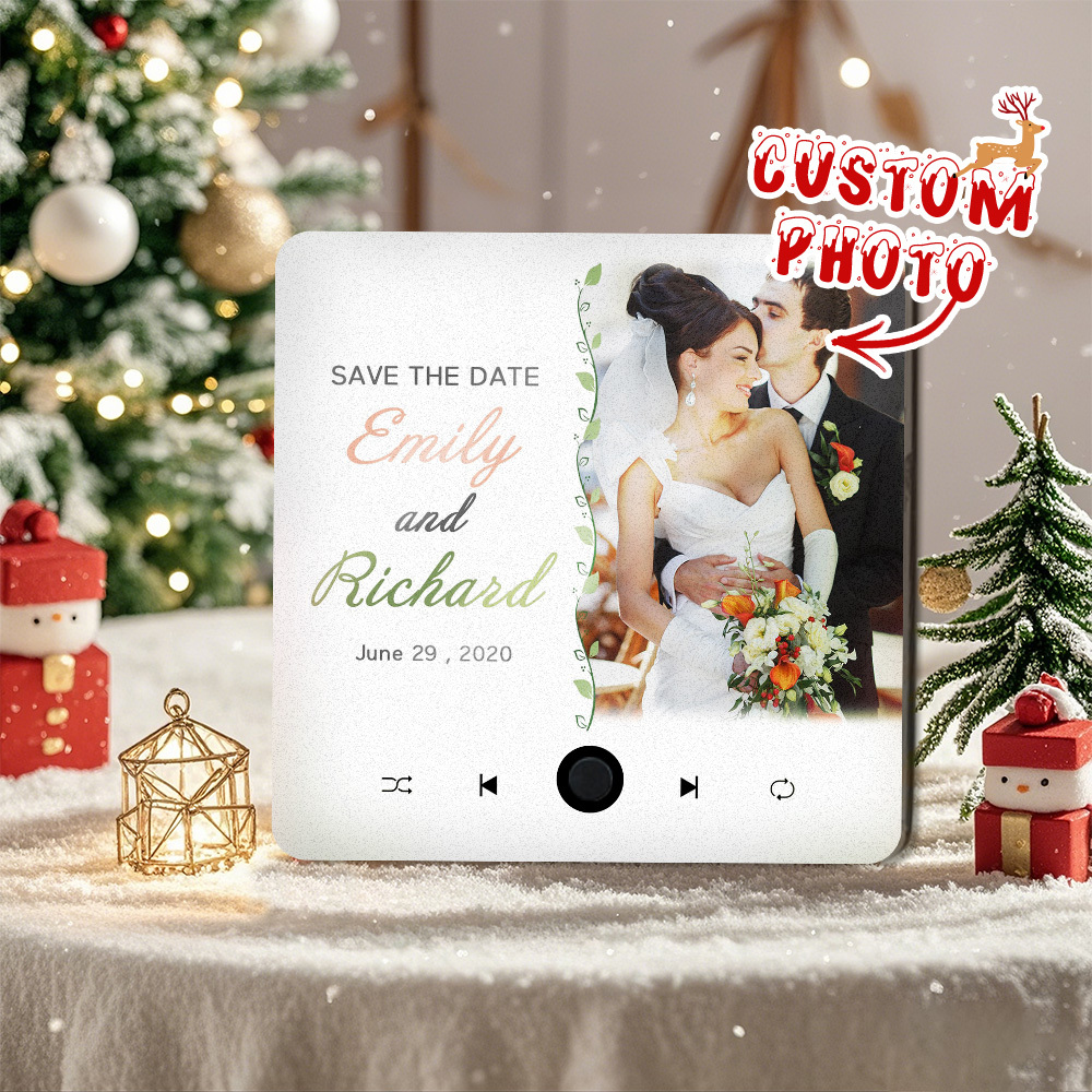 Music Fridge Magnet Custom Christmas Gift for Couples Personalized Music Magnets Can Play Songs - PhotoMoonLamp