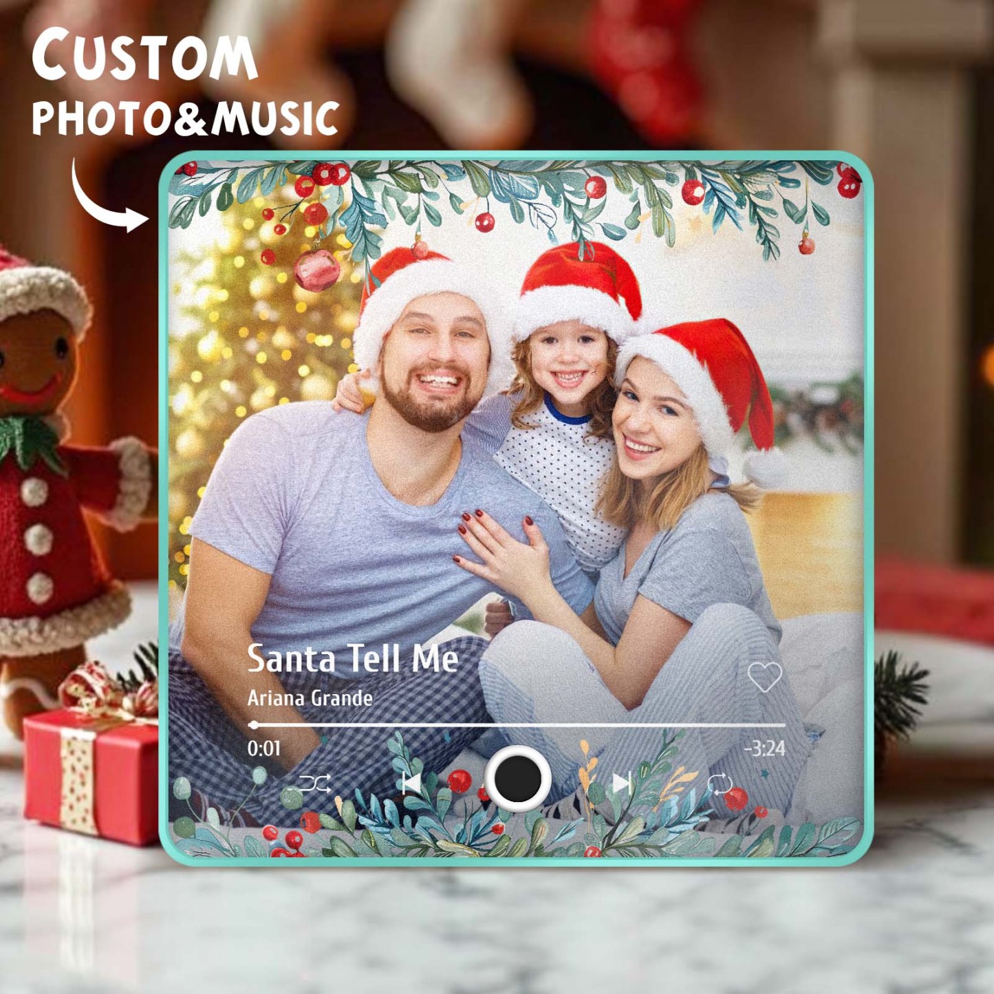 Music Fridge Magnet Personalized Christmas Family Photo Music Magnets Can Play Songs Christmas Gifts - PhotoMoonLamp