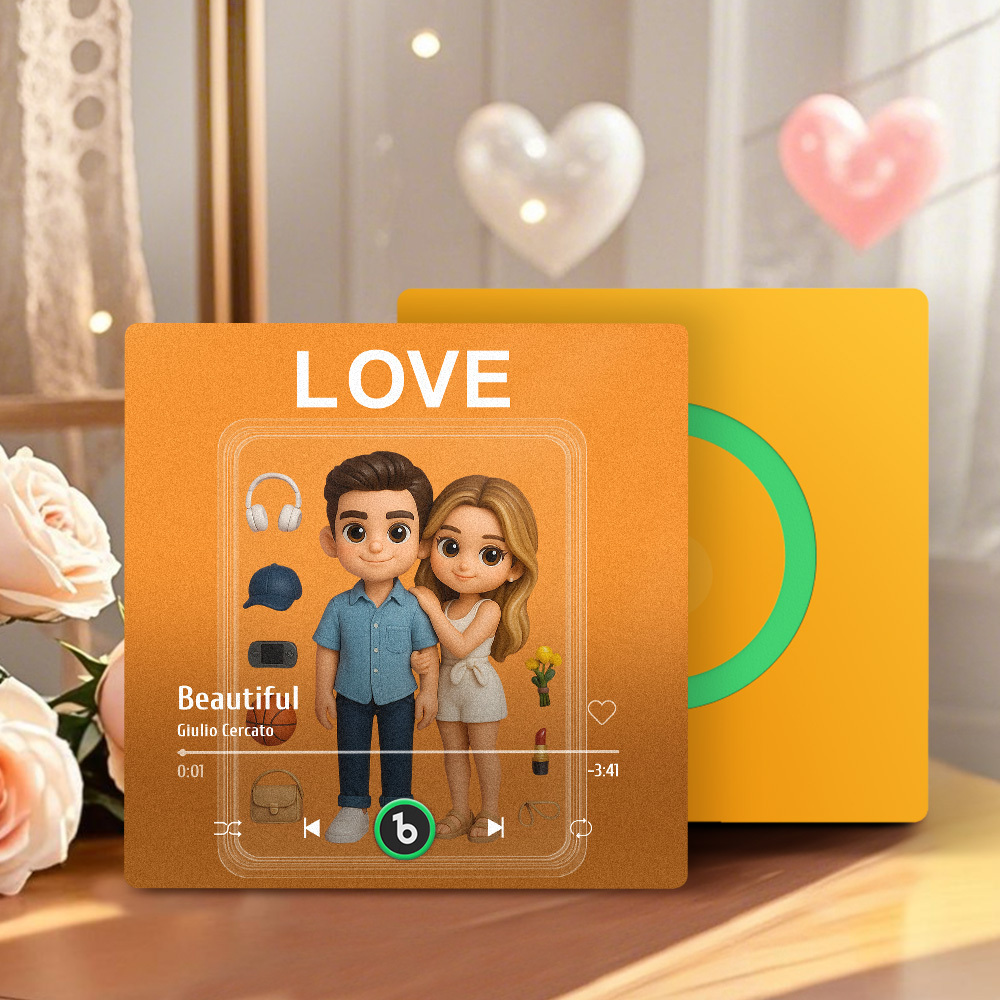 Fully Body Custom Action Figure Portraits Music Fridge Magnet Personalized Photo Frame Gift for Couples