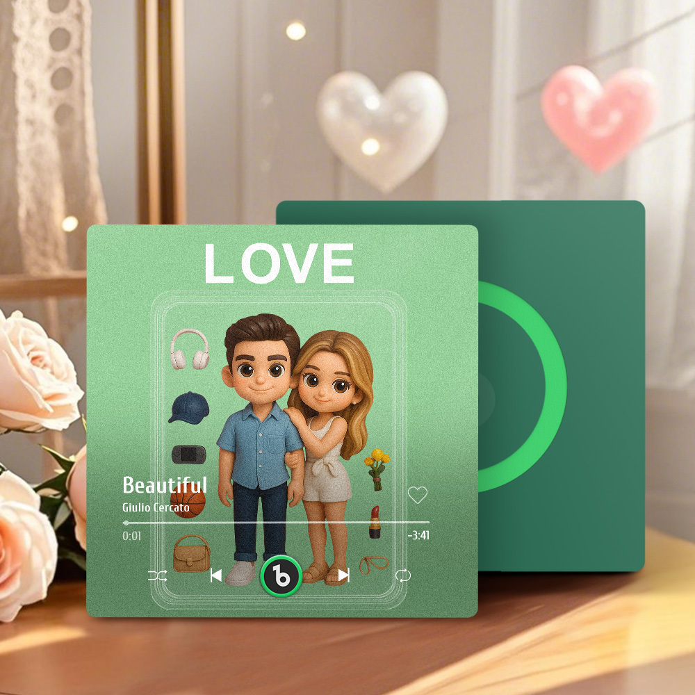 Fully Body Custom Action Figure Portraits Music Fridge Magnet Personalized Photo Frame Gift for Couples