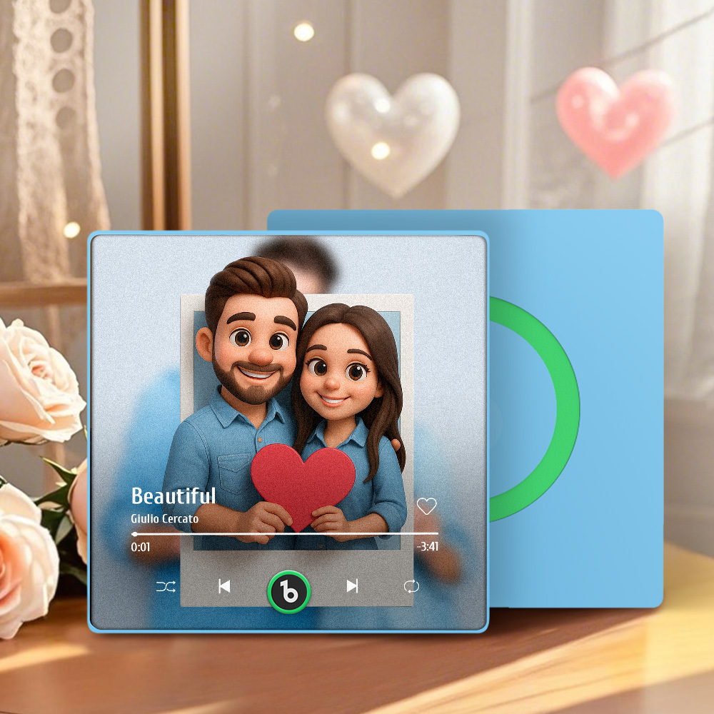 Custom Photos Music Fridge Magnet Cartoon Style Personalized Photo Frame Gift for Couples