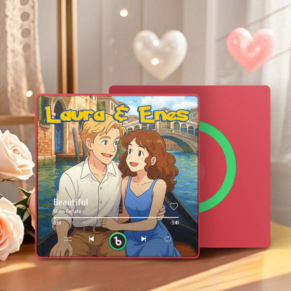 Custom Photo and Names Music Fridge Magnet Cartoon Style Personalized Photo Frame Gift for Couples