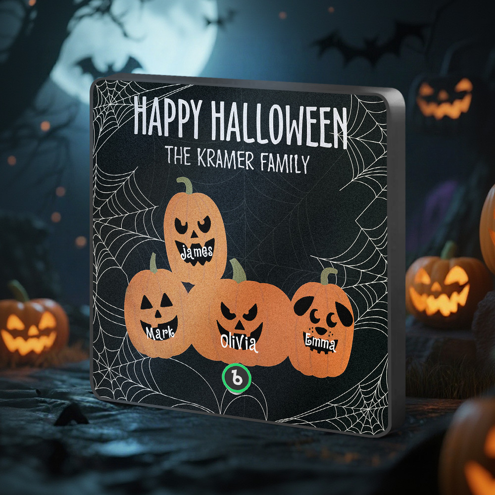 Custom Pumpkin Face and Name Music Fridge Magnet Personalized Halloween Pumpkin Family Fridge Magnet Gift