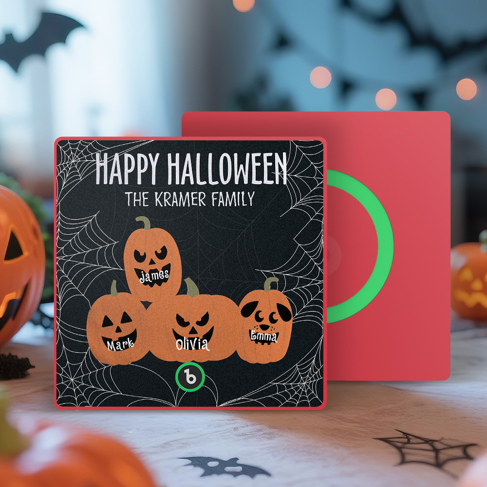 Custom Pumpkin Face and Name Music Fridge Magnet Personalized Halloween Pumpkin Family Fridge Magnet Gift