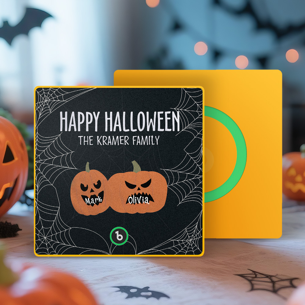 Custom Pumpkin Face and Name Music Fridge Magnet Personalized Halloween Pumpkin Family Fridge Magnet Gift
