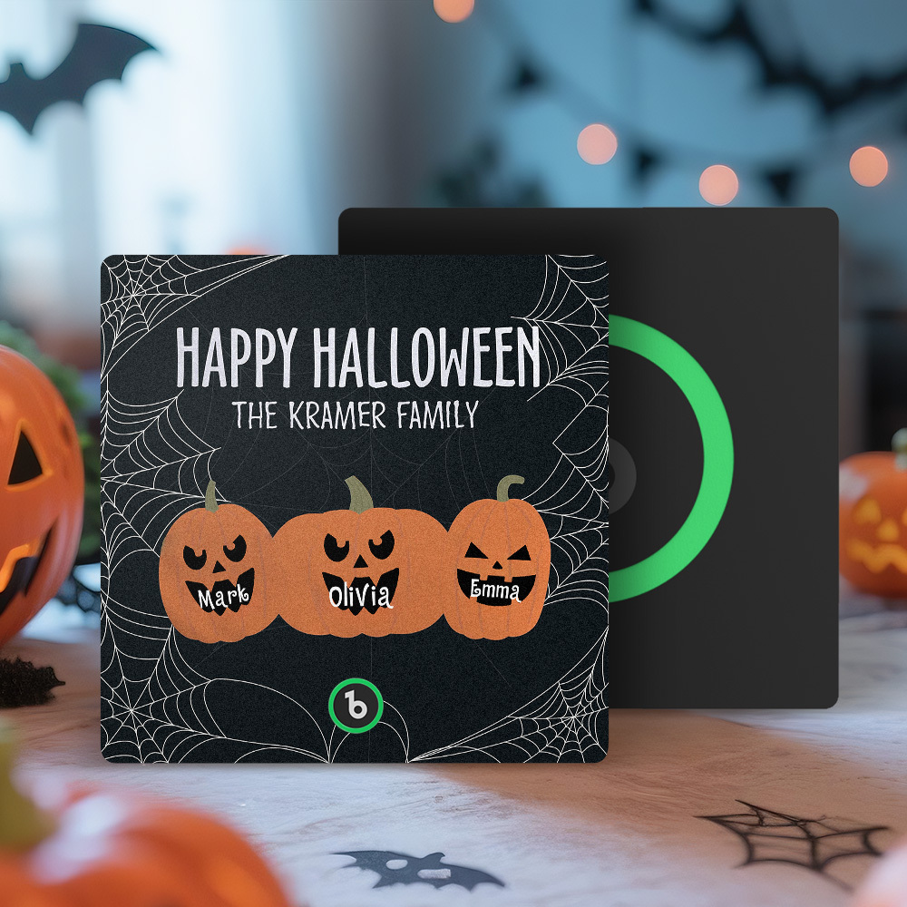 Custom Pumpkin Face and Name Music Fridge Magnet Personalized Halloween Pumpkin Family Fridge Magnet Gift