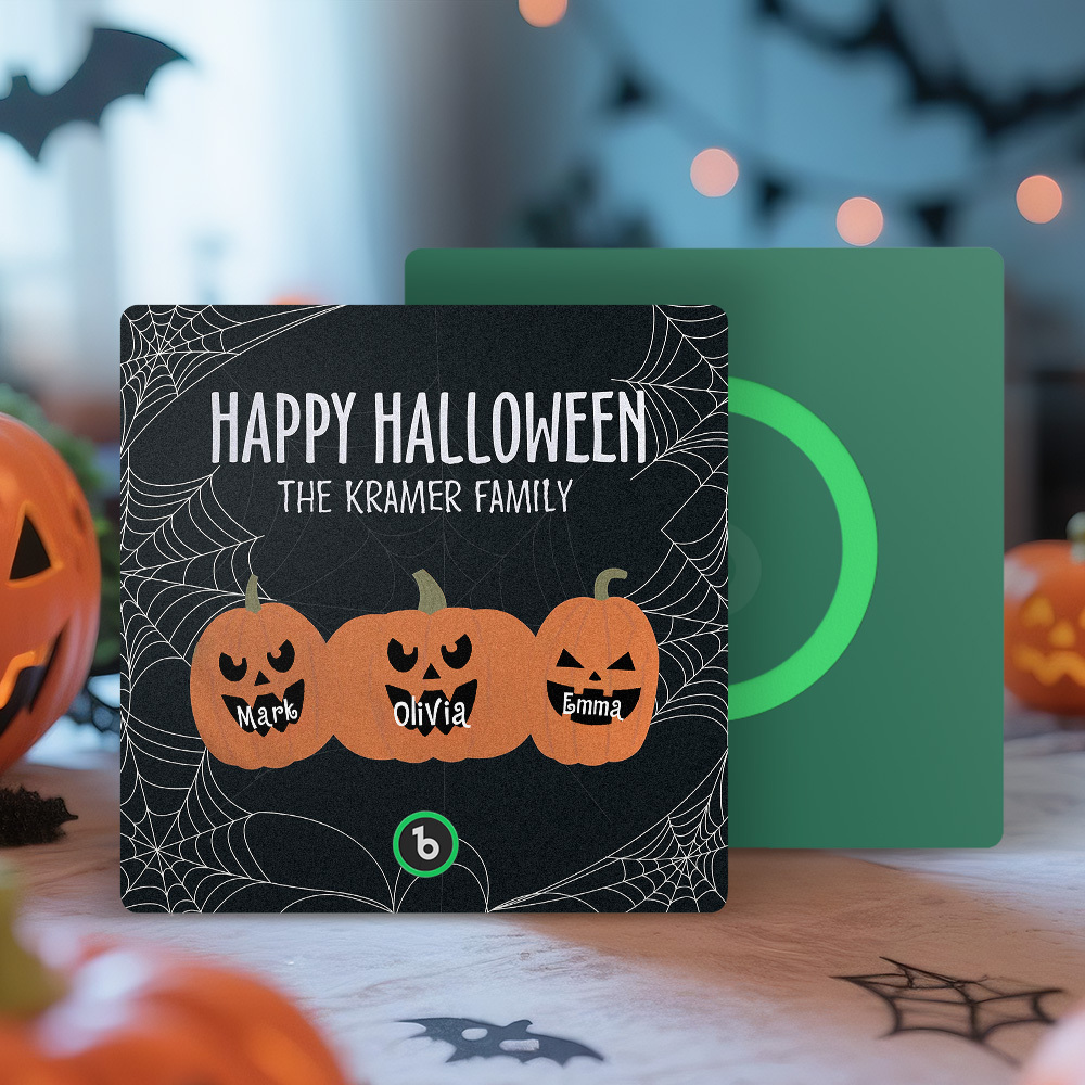 Custom Pumpkin Face and Name Music Fridge Magnet Personalized Halloween Pumpkin Family Fridge Magnet Gift