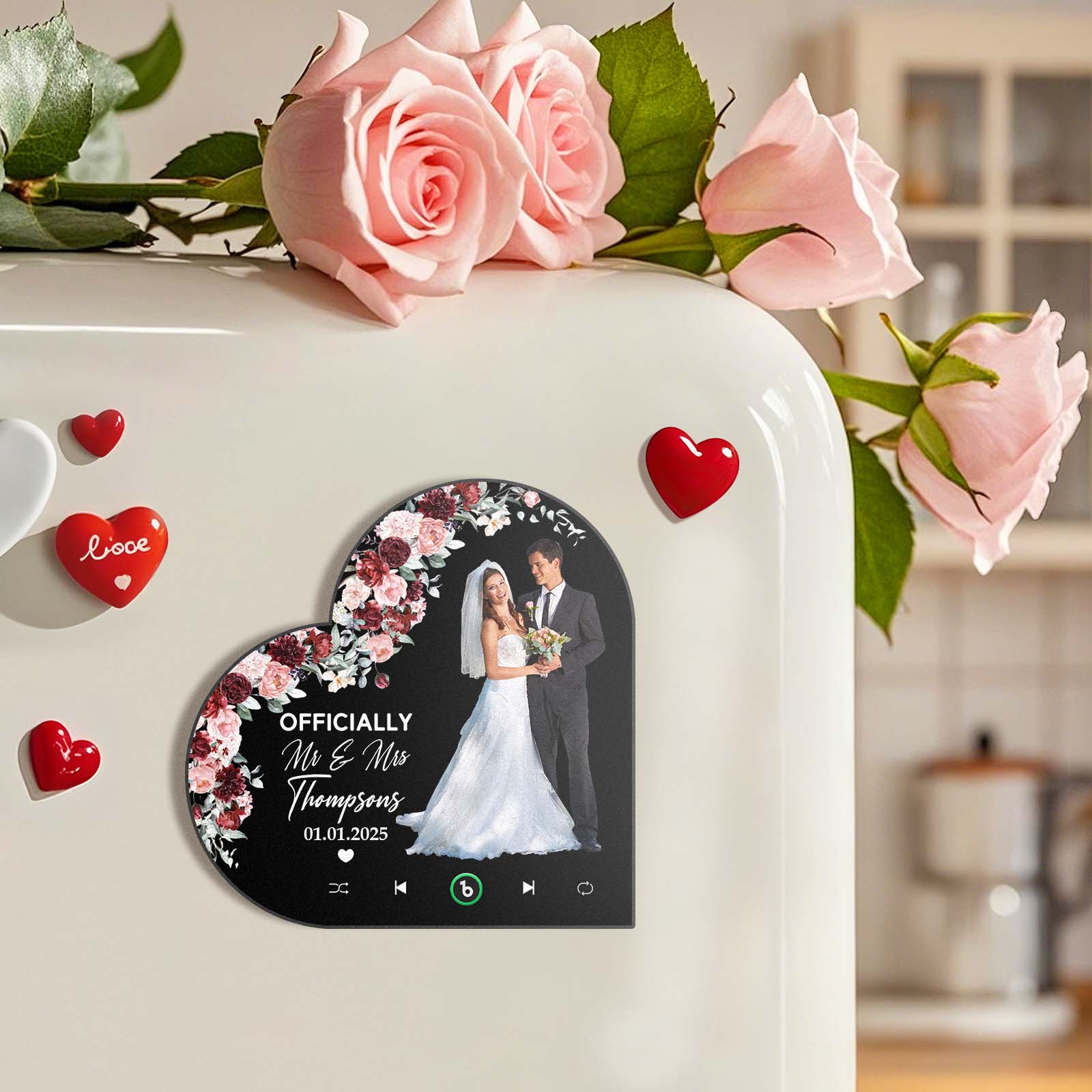 Custom Heart Frame Music Fridge Magnet Custom Album Fridge Magnet Music Wall Photo Sticker