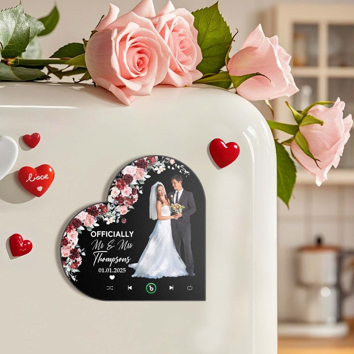 Custom Heart Frame Music Fridge Magnet Custom Album Fridge Magnet Music Wall Photo Sticker