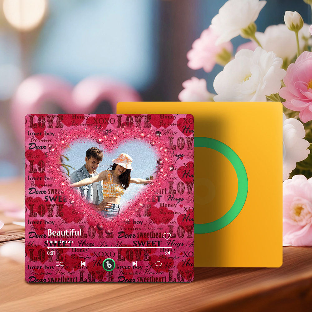 Valentine's Day Fridge Magnet Custom Photos Music Fridge Magnet Personalized Music Magnet Gift for Couples