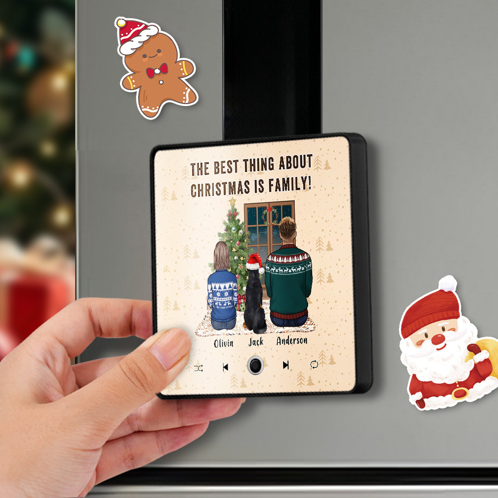 Personalized Music Fridge Magnet Custom Portrait Merry Christmas Custom Music Magnets Can Play Songs The Best Thing About Christmas Is Family