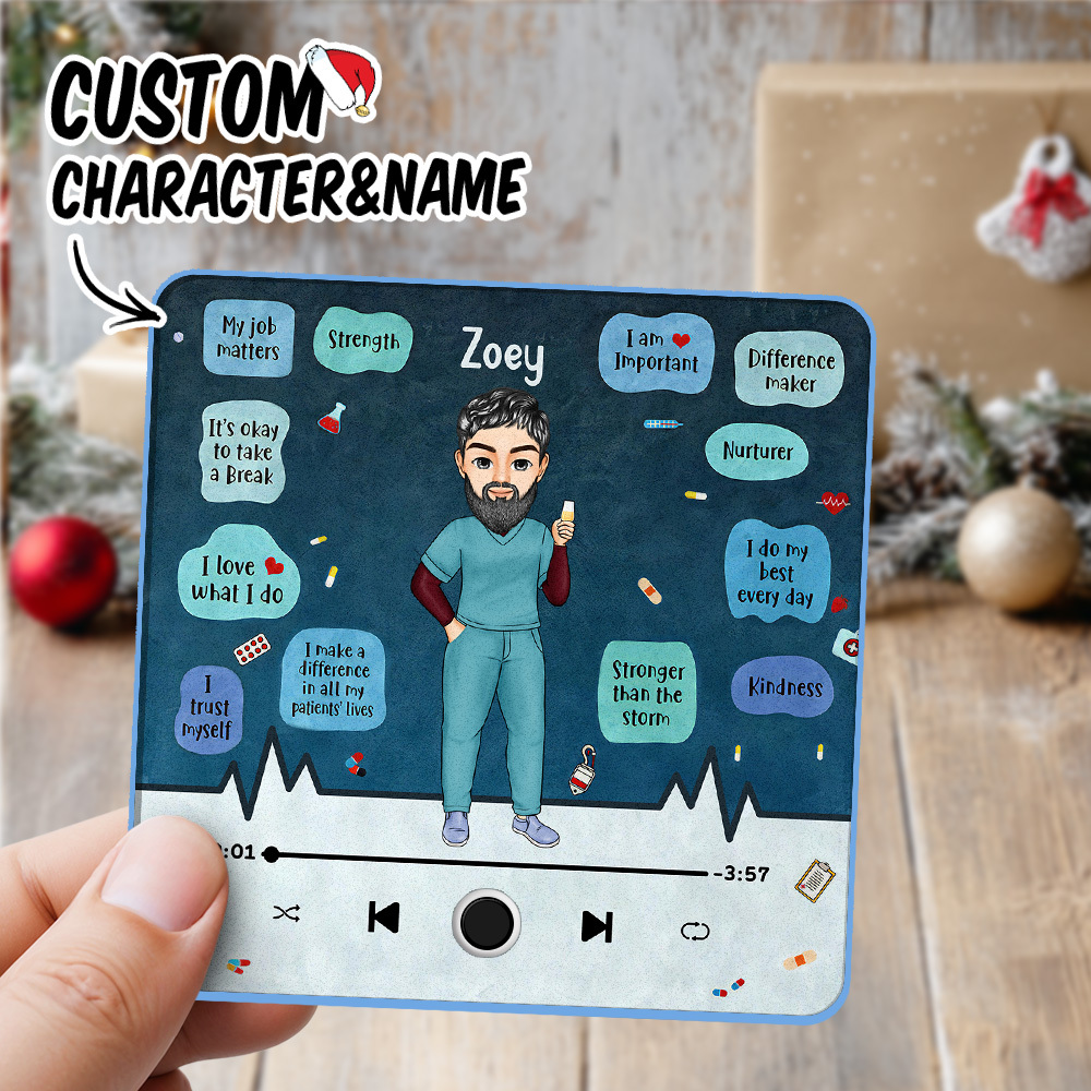Custom Nurse Portrait Personalized Music Fridge Magnet Merry Christmas Custom Music Magnets Can Play Songs Christmas Gift Family Gifts