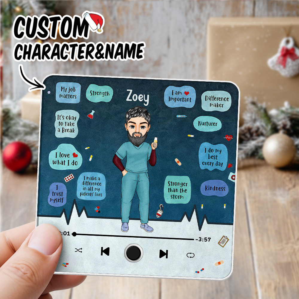 Custom Nurse Portrait Personalized Music Fridge Magnet Merry Christmas Custom Music Magnets Can Play Songs Christmas Gift Family Gifts