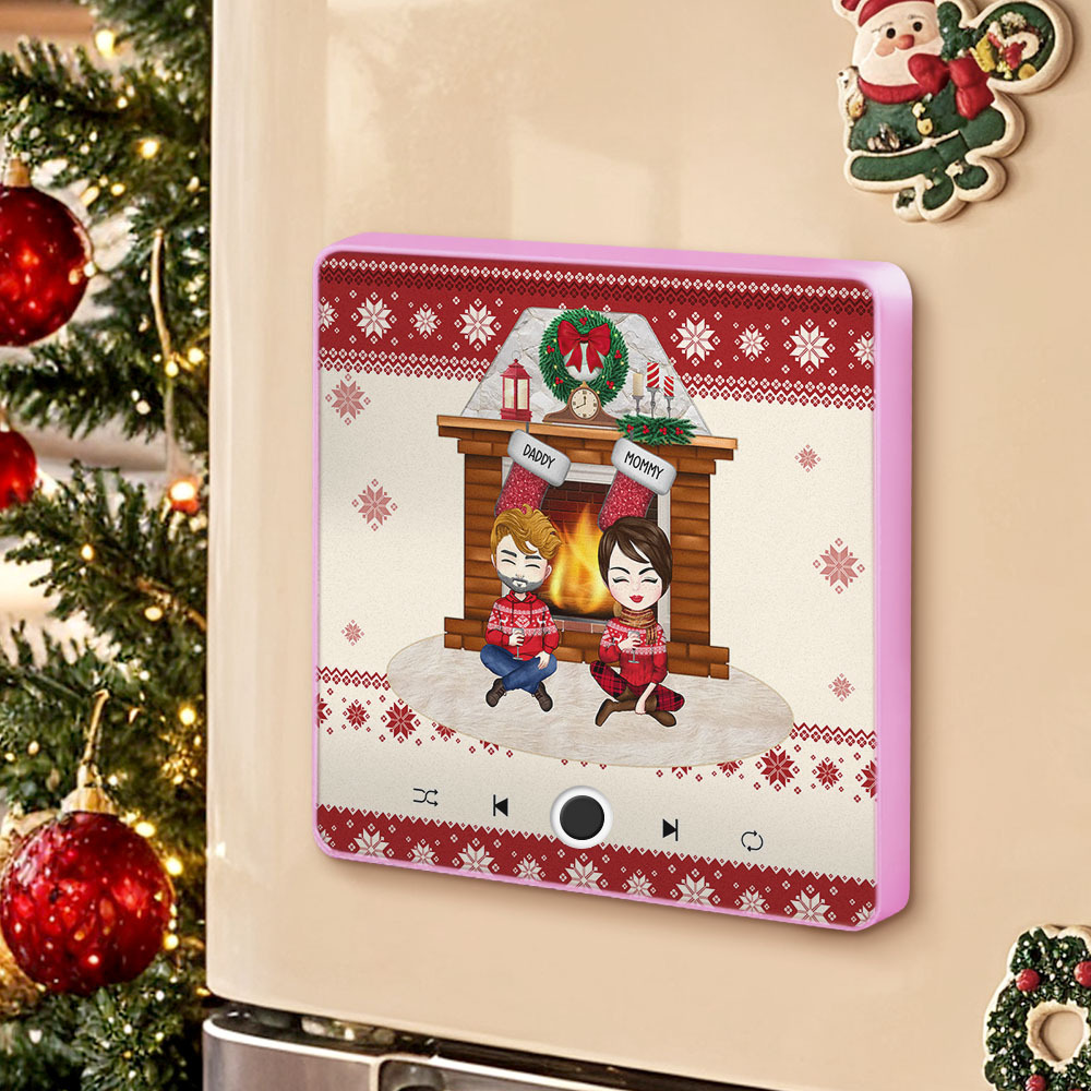 Personalized Music Fridge Magnet Custom Family and Pet Portrait Merry Christmas Music Magnets Can Play Songs Christmas Gift Family Gifts