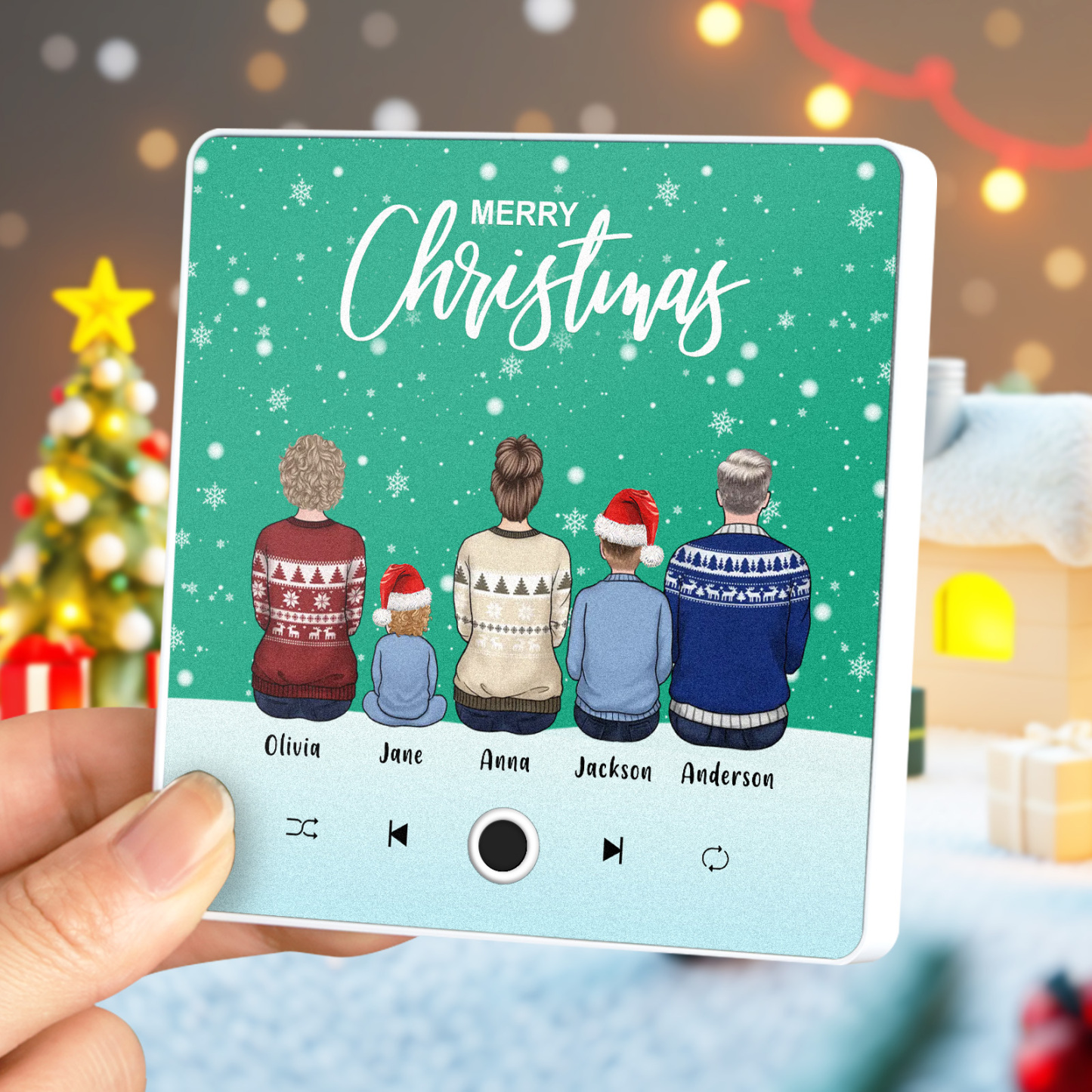 Custom Family Portrait Personalized Music Fridge Magnet Merry Christmas Custom Music Magnets Can Play Songs Christmas Gift Family Gifts