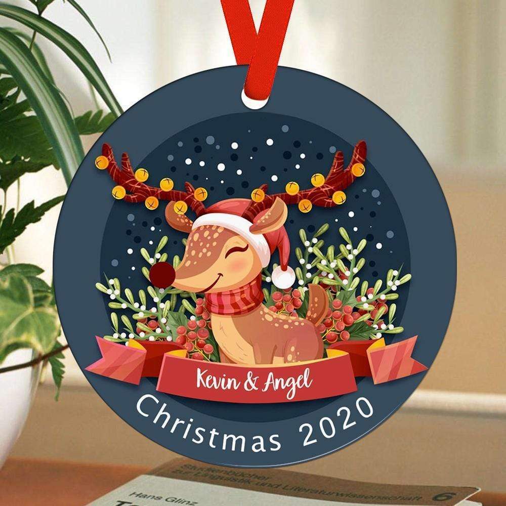 Christmas Gift Custom Text Ornaments Cute Little Elk Christmas Decor