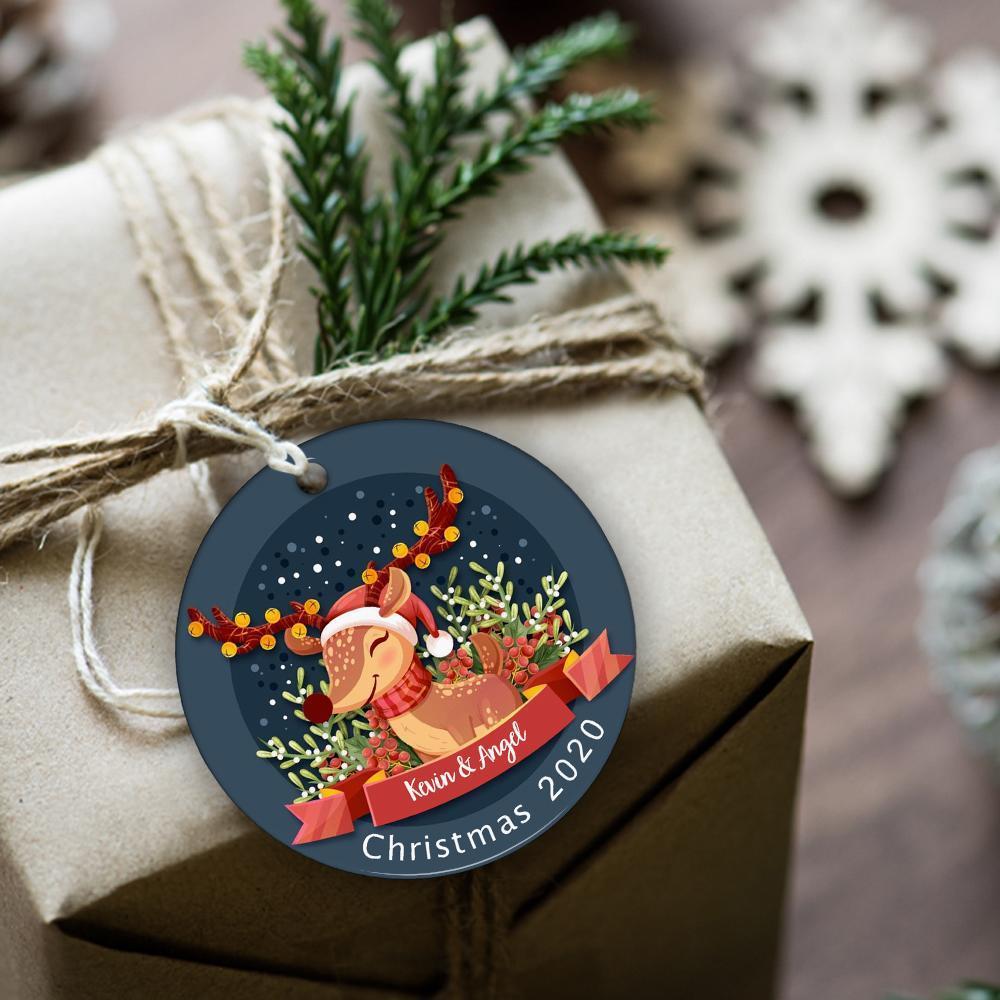 Christmas Gift Custom Text Ornaments Cute Little Elk Christmas Decor