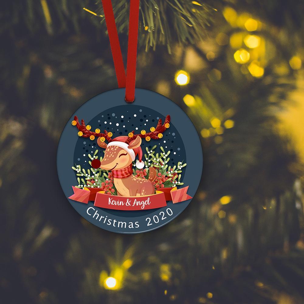 Christmas Gift Custom Text Ornaments Cute Little Elk Christmas Decor