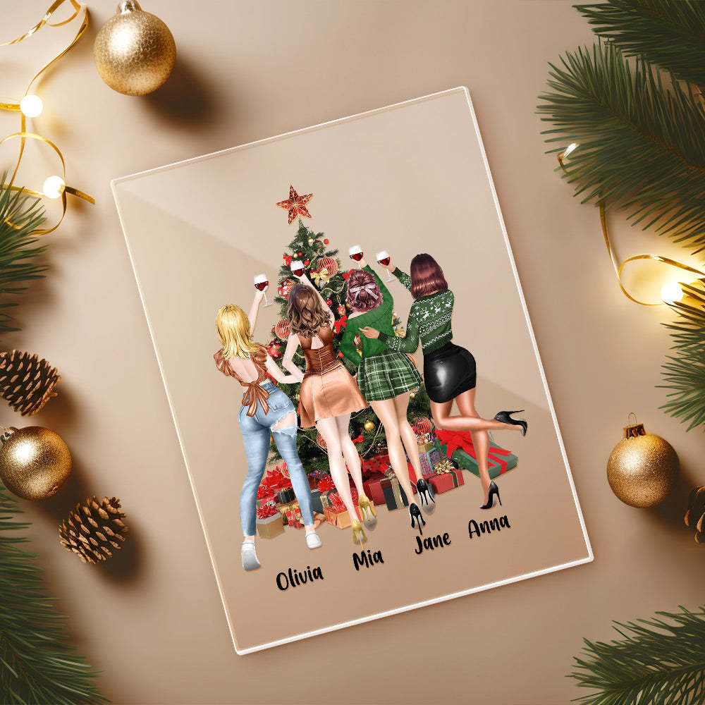 Sisters Image Personalized Hairstyle Clothes Name Plaque Lamp Christmas Gifts - photomoonlamp