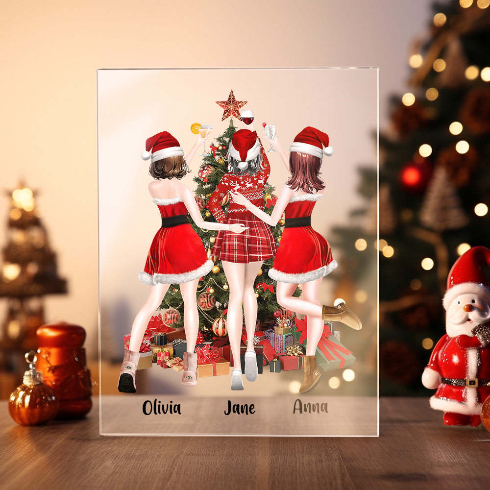 Sisters Image Personalized Hairstyle Clothes Name Plaque Lamp Christmas Gifts - photomoonlamp