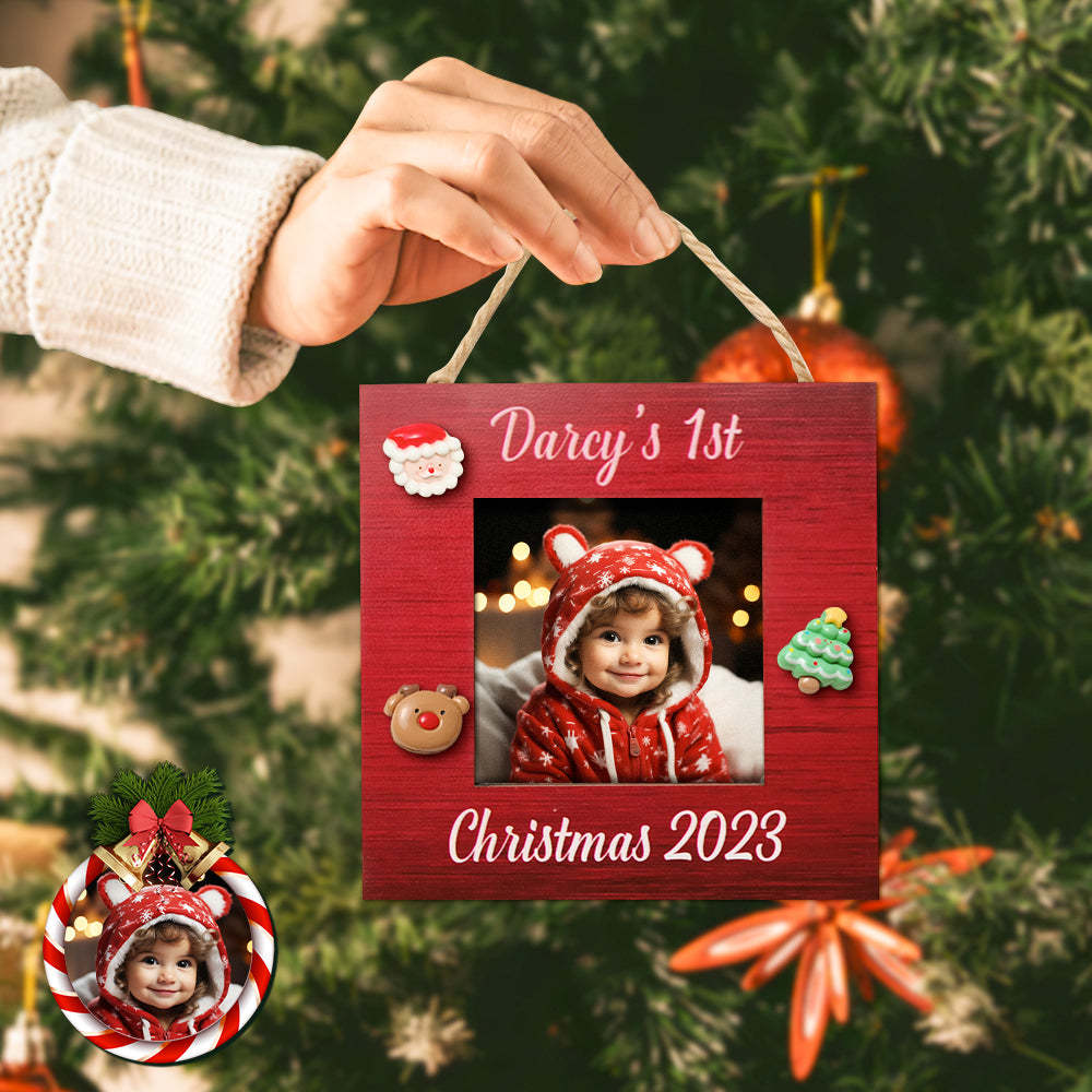 Custom Engraved Christmas Ornament Personalized Photo Creative Decor Christmas Day Gift - photomoonlamp