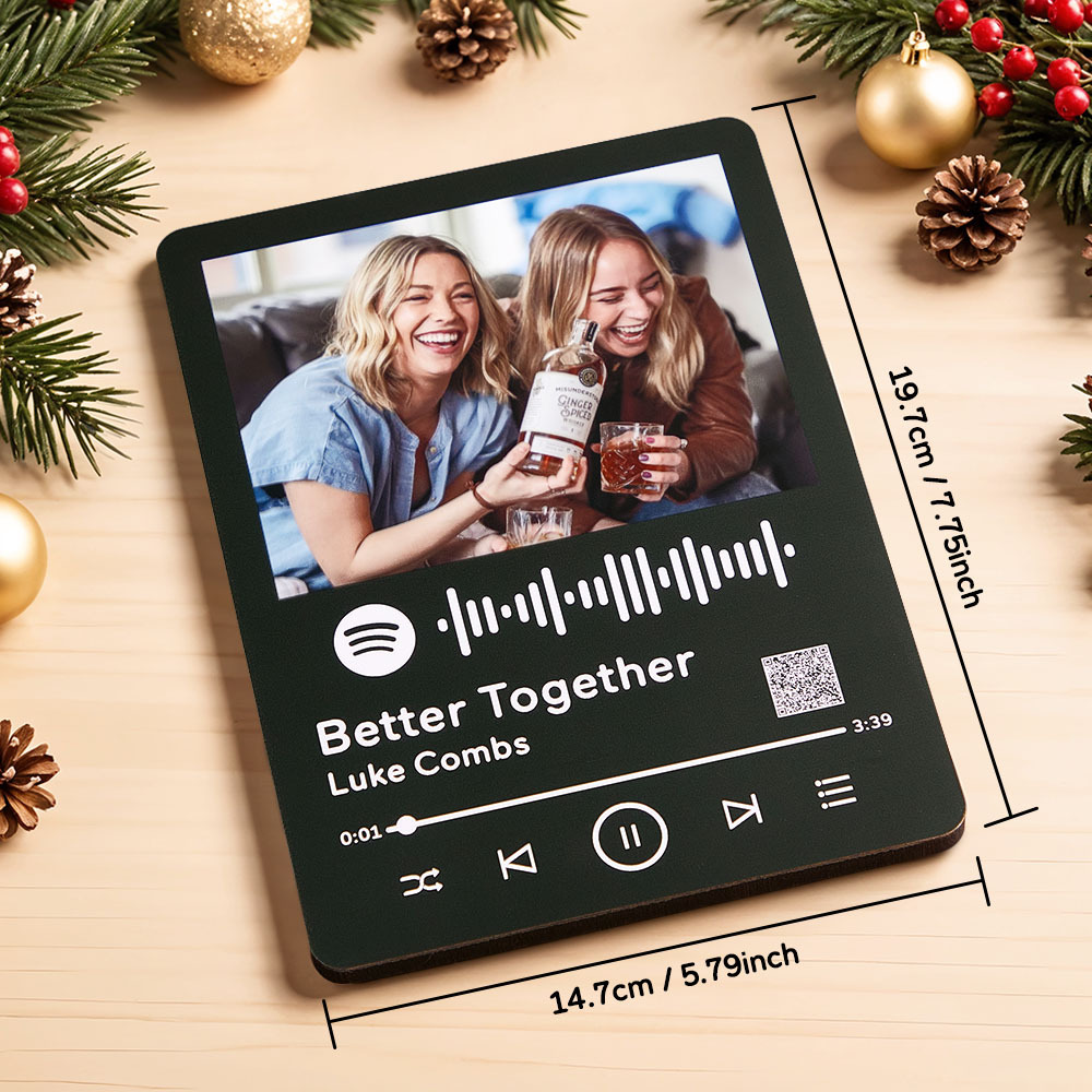Personalized Photo and Video Plastic Plaque Custom Music Spotify Plaque Table Decorations Christmas Gift for Friends