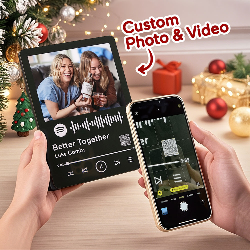 Personalized Photo and Video Plastic Plaque Custom Music Spotify Plaque Table Decorations Christmas Gift for Friends
