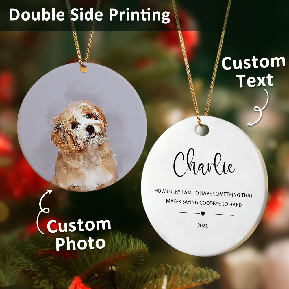 Personalized Pet Watercolor Ornament Using Pet's Photo + Name - Custom Ornament Christmas Dog Ornament Personalized Dog Ornament Custom Dog