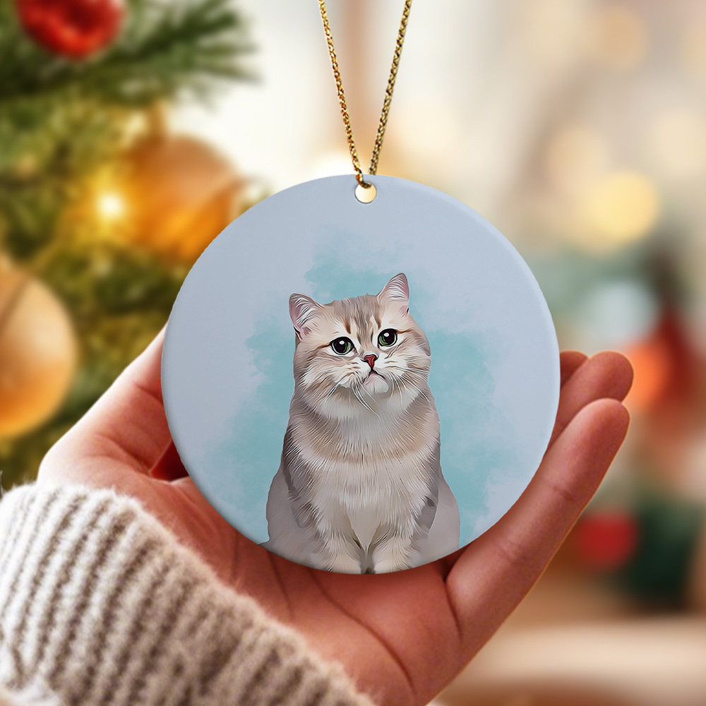 Personalized Pet Watercolor Ornament Using Pet's Photo + Name - Custom Ornament Christmas Dog Ornament Personalized Dog Ornament Custom Dog