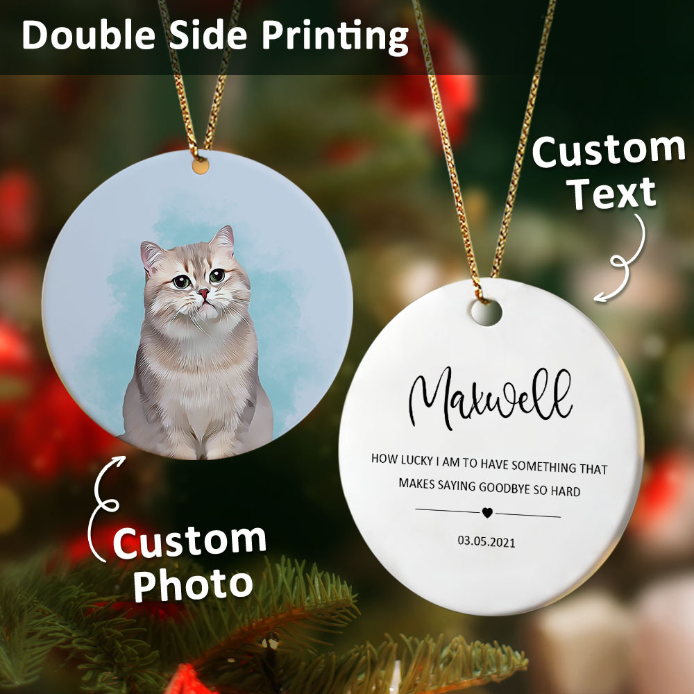 Personalized Pet Watercolor Ornament Using Pet's Photo + Name - Custom Ornament Christmas Dog Ornament Personalized Dog Ornament Custom Dog