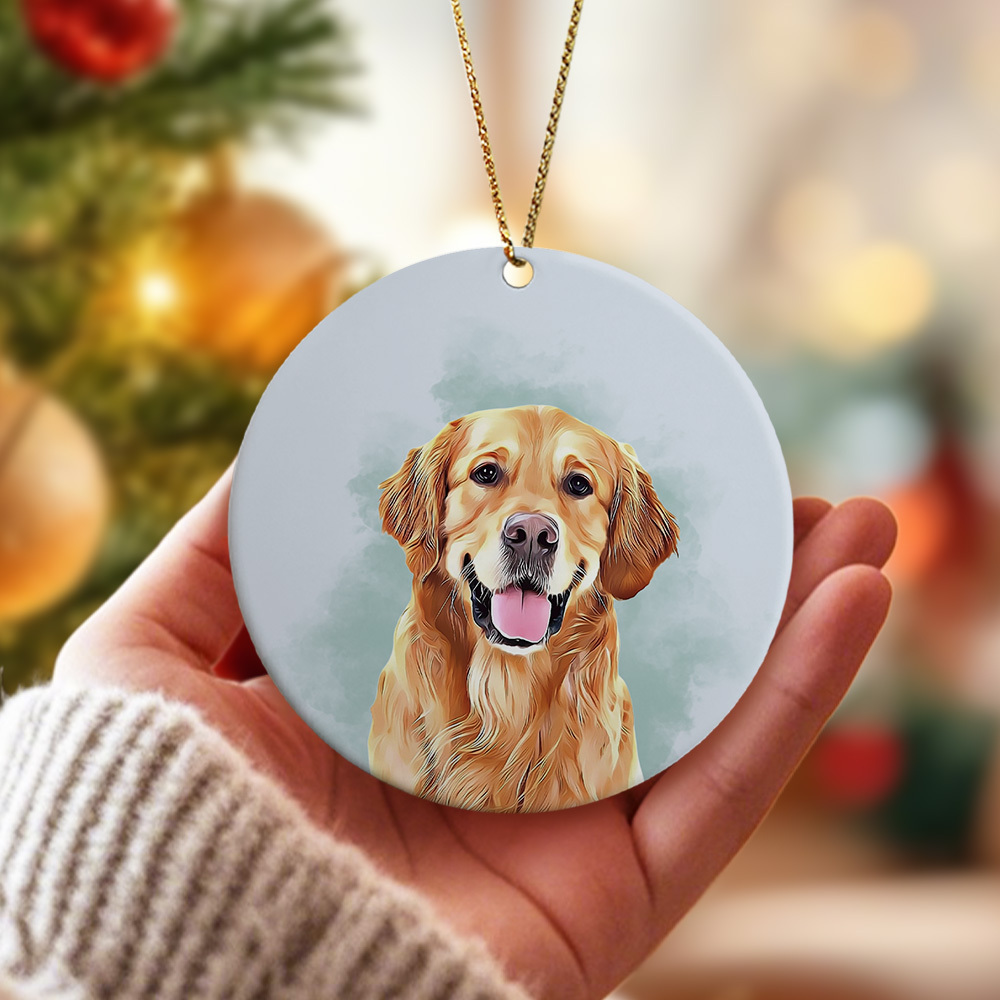 Personalized Pet Watercolor Ornament Using Pet's Photo + Name - Custom Ornament Christmas Dog Ornament Personalized Dog Ornament Custom Dog